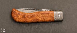  Couteau  "  Le Bugiste " par Frédéric Maschio - Frêne et lame damas japonais