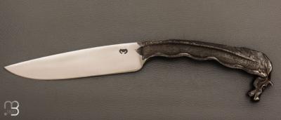    Couteau " Cheval " droit à lame forgée 100C6 par Mickaël Moing