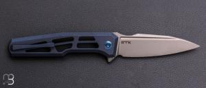  Couteau " Dressytak " par WE KNIFE - Grind Tactical Knives (GTK) Design - Skeletonized Blue Titanium - WE25059B-2