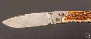 Couteau  "  Explorateur " custom par Éric Parmentier - Bois de cerf et lame en niolox