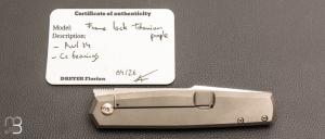   Couteau " Frame-Lock custom " par Florian Dreyer FD-Knives - Titane et RWL34