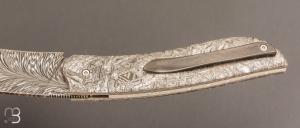   Couteau " GYR " custom par Tim Bernard - Météorite et lame damas plume