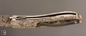   Couteau " GYR " custom par Tim Bernard - Météorite et lame damas plume