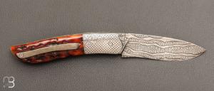   Couteau " GYR " par Tim Bernard - Os cerfé et lame damas