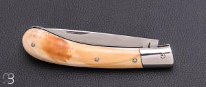    Couteau "HERMINE" custom par Erwan Pincemin - Ivoire de phacochère et N690