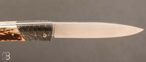    Couteau " Harpo " custom par Anthony Brochier - Bois de cerf et RWL34