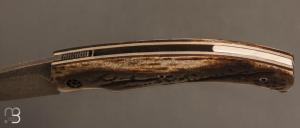   Couteau  "  K-Libre " custom de Michel Grini - Bois de cerf et lame en RWL34