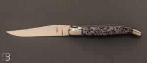 Couteau  "  Laguiole " custom de David Dauvillaire - Manche en coquilles d'oeufs