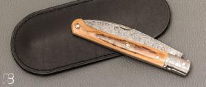   Couteau  " Laguiole Droit " custom de Jérôme Bellon - Mammouth et damas