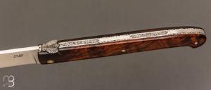    Couteau  "  Laguiole droit 13 cm " fait main par Jérôme Latreille - Ironwood et 14c28N