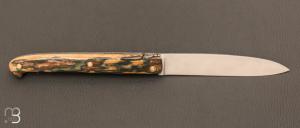 Couteau  " Laguiole droit " custom de Jérôme Latreille - Croûte d'ivoire de mammouth