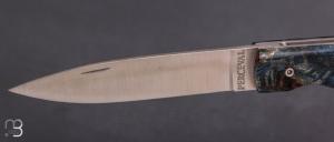 Couteau " Le Français "  par Atelier Perceval - Loupe de peuplier bleu stabilisée et 19C27