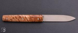 Couteau " Le Gone " mid-tech design d'Eric Depeyre - Peuplier flammé stabilisé et 12C27