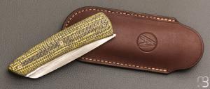   Couteau " Le Gourmet " custom par Alain André - Carbone Jaune et lame damas de Philippe Ricard