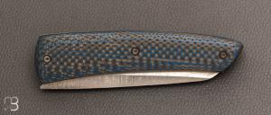  Couteau  " Le Gourmet" custom par Alain André - Fatcarbon® bleu et lame en VG10 Suminagashi