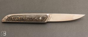    Couteau " Le Galeriste Titane LPO " button-lock par Lepage Knives - Fatcarbon Snakeskin Gold