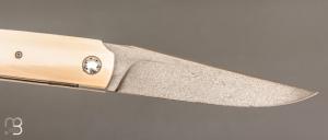   Couteau  "  Light " liner-lock par Thierry Chevron - Ivoire de mammouth et damas wootz