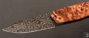  Couteau " Liner-Lock custom  " par Florian Dreyer FD-Knives - Saule stabilisé et lame damas