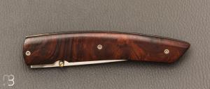 Couteau " Liner lock " de Serge Bruna - Bois de fer et D2