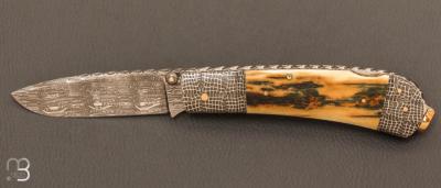  Couteau " Lockback " mammouth et damas par Kaj EMBRETSEN