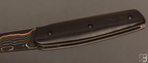   Couteau " Mastard " custom par Christophe Arbogast - Ebène du Gabon et lame Suminagashi de F. Keller