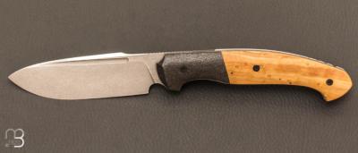  Couteau " Milvus " Liner-Lock flipper par Olivier Lamy - Erable stabilisé et lame en CPM Magnacut