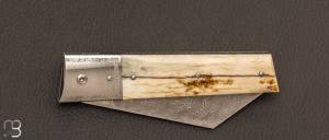  Couteau  "  Montpellier custom  " par Claude Giraud - Damas et os de mammouth