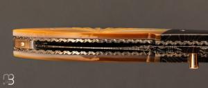  Couteau  "  Custom " Nacre et damas mosaïque de Bob Eggerling par Jerry Corbit
