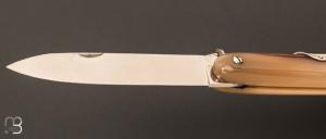  Couteau de poche " Navette 16 CM " par J. Mongin - corne blonde