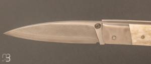 Couteau " Nobilis " custom par Louis Blanchet Kapnist - Bois de cerf et lame VG10 Suminagashi