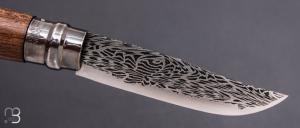   Couteau "OPI N°09" custom par Anthony Brochier - Damas  Sandwich mosaïque et noyer