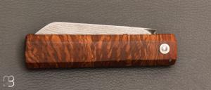  Couteau de poche L'Okto en racine de frêne par Frédéric Maschio - Lame damas VG10
