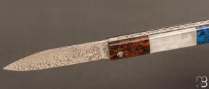  Couteau  "  L'Olonnois " de L'atelier du capitaine - Bois de fer, Abalone et bouleau madré