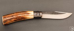 Couteau " Opinel N°09 " custom bois de cerf par Laurent Gaillard