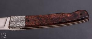     Couteau " Pièce unique " de collection par Philippe Ricard - Palissandre du Honduras / Damas et N690