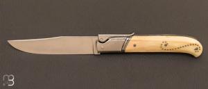 Couteau  "  Palanquille " ivoire de phacochère et N690 par Glenn Guillou