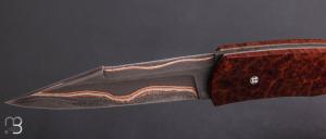  Couteau " Pièce unique " par Alain & Joris Chomilier - Damas carbone de Baker Forge et loupe d'amboine
