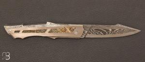 Couteau  " Pompe centrale " custom par Gilles Victors - Les Forges de Garonne - Molaire de mammouth et damas