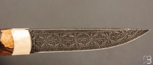 Couteau " Puukko " droit de José Viale - Bois de fer d'Arizona et damas Vlad Matveev