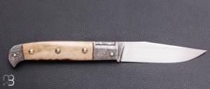  Couteau " Rumilly " custom par David Brenière - Bois de cerf / Damas et 90MCV8