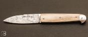 Custom "Sauveterre" knife by Cyrille Manelphe - Vialis - Stag antler and damask