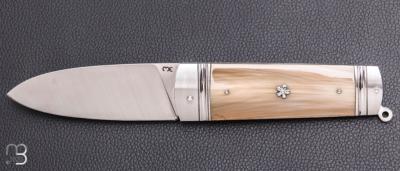  Couteau de poche " Sgian Dubh " par Ewen Maillard - Corne blonde et RWL34