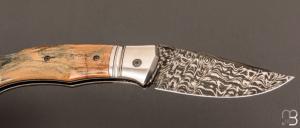    Couteau  "  Spartan  "  custom lock-back par Raphaël Durand - Damas de Samuel Lurquin