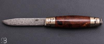 Couteau Tonneau par Jean Michel REMAUD - Palissandre du Honduras et lame damas