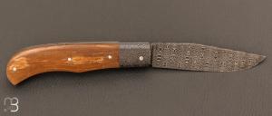 Couteau " Tony " custom de Anthony Brochier - Damas multi-barreaux torsadé et ivoire de mammouth