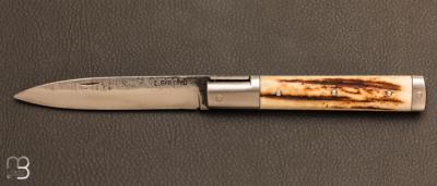 Couteau " Vercors " fait main par Laurent Gaillard - Bois de cerf - XC75