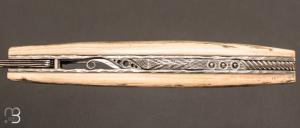 Couteau  "   Collection Viking " 1515 Edition Limitée N°1 Mammouth et damas par Manu LAPLACE