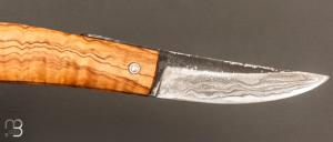   Couteau " XIII " par Martin CLAUDEL - Olivier et sandwich acier ancien et vieux fer feuilleté