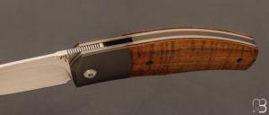   Couteau  "  Xou " custom par Maxime Belzunce - Tamarin ondé et lame en RWL34