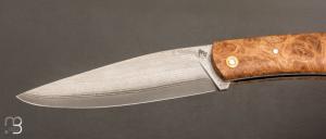    Couteau " Zeul " custom  par Mathieu Gerster - Loupe de robinier et VG10 Suminagashi